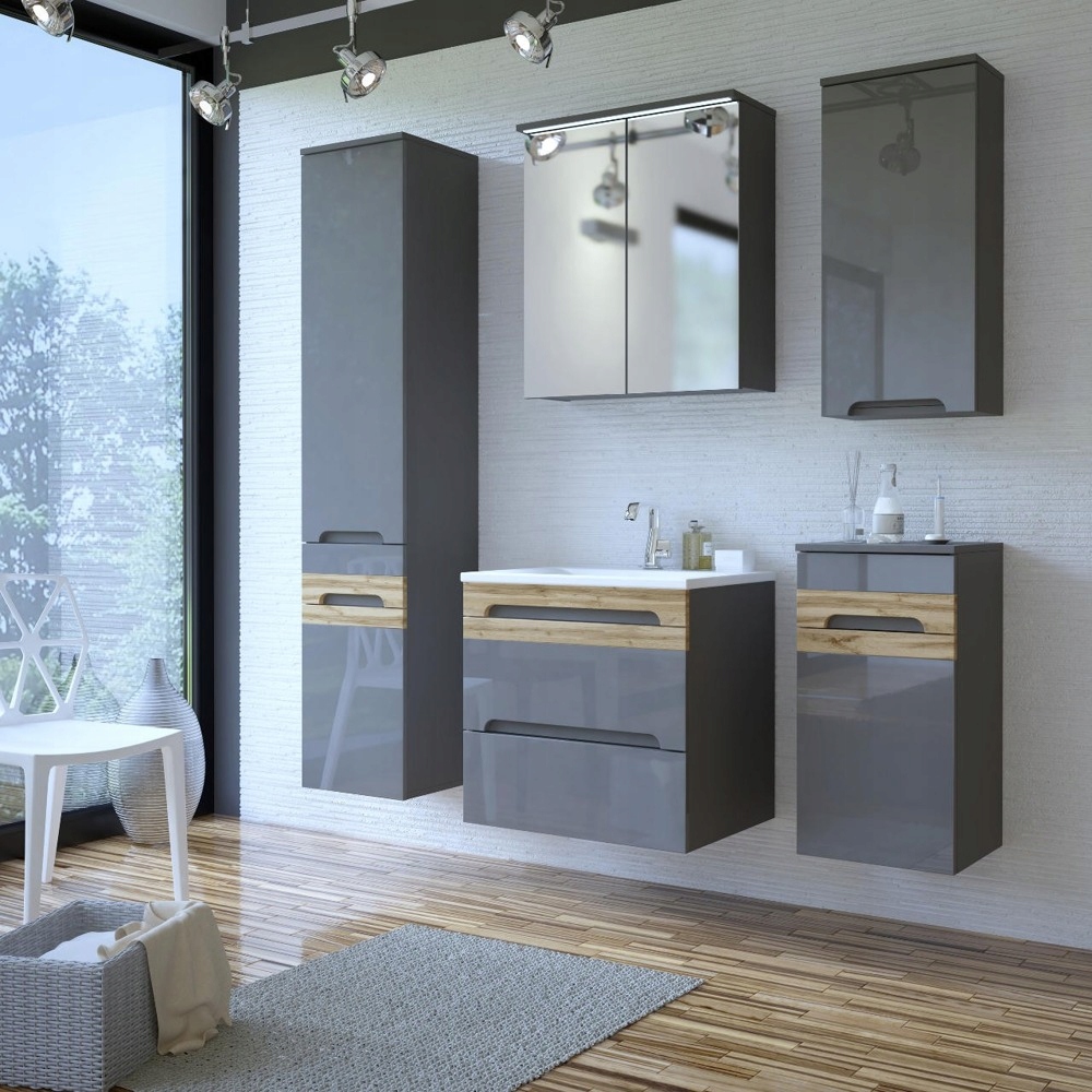 Мебель для ванной комнаты серого цвета