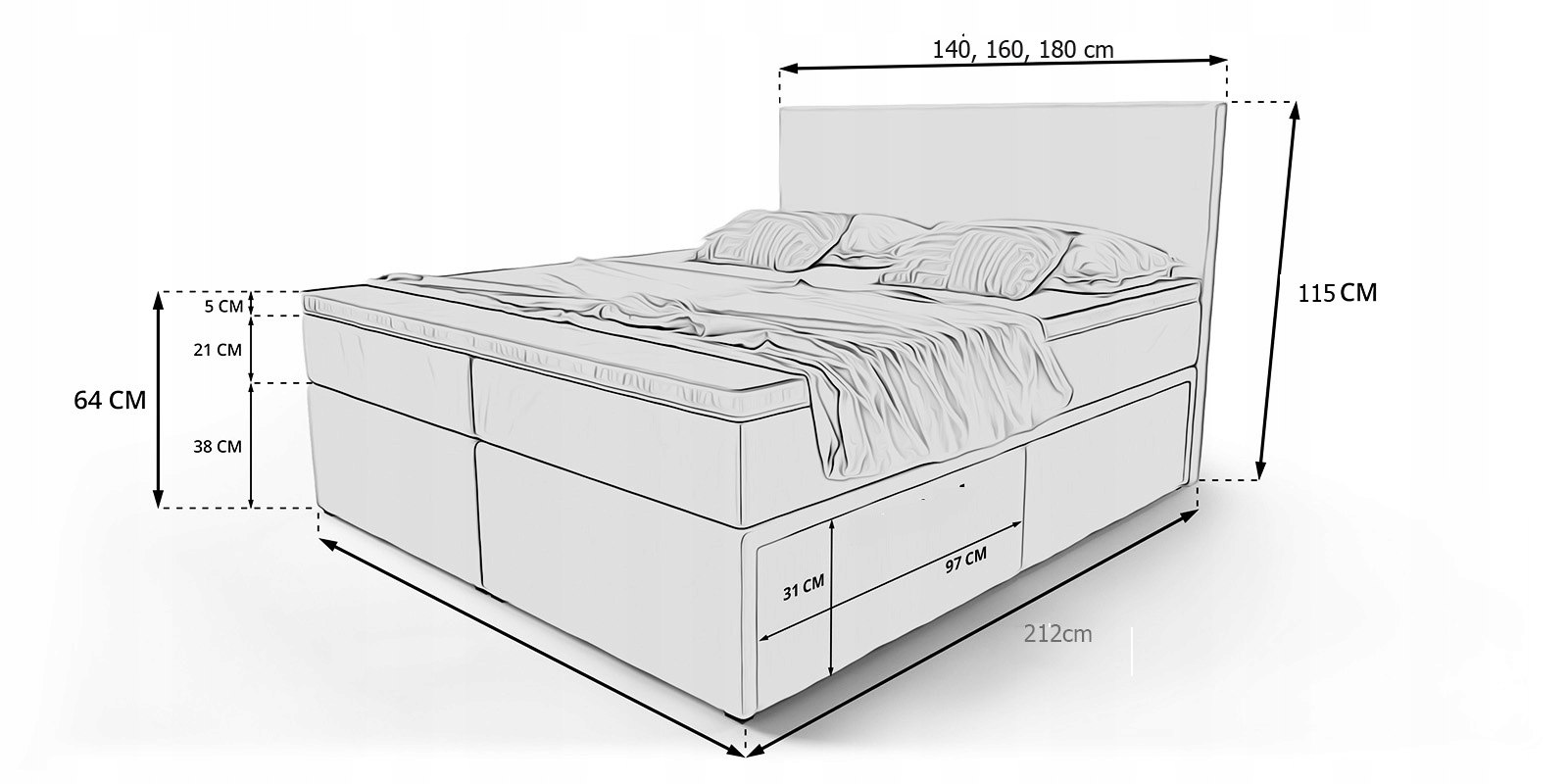 3 спальная кровать размеры