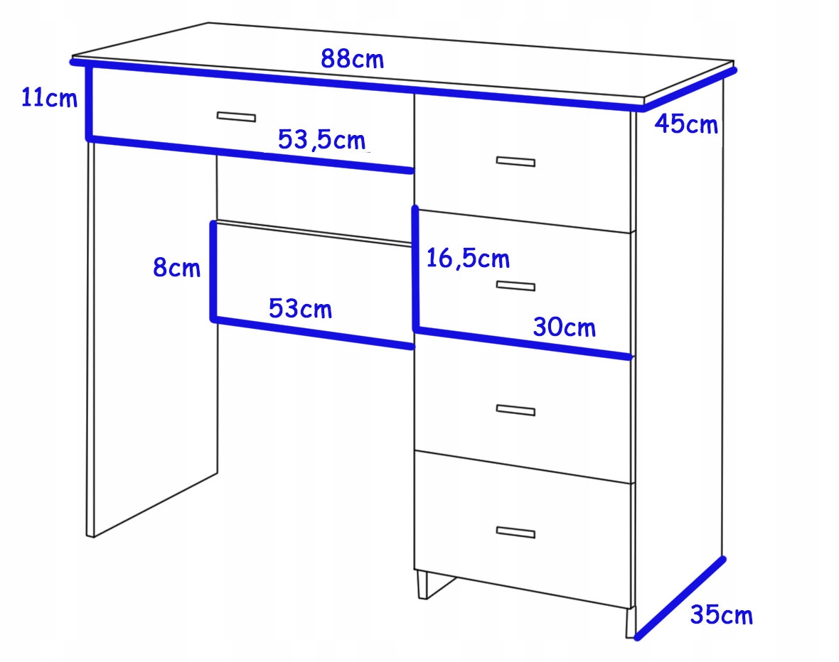 Письменный стол с ящиками Размеры